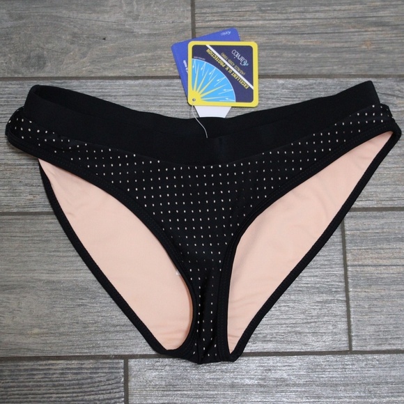NWT Fabletics Valentina Bikini Bottoms XS X-Small Black Nude Perforated Moderate - Picture 5 of 6